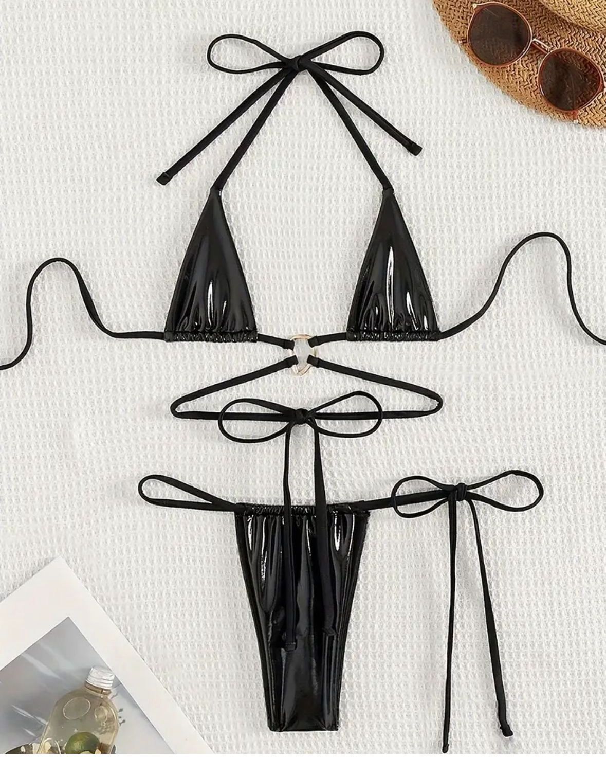 Two-Piece Leather Swimwear