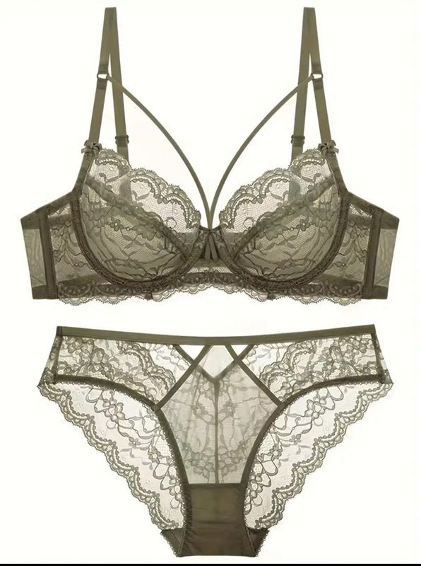 Solid Floral Lace Set