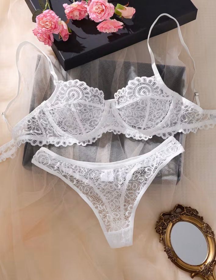 White Lace Floral Lingerie Set