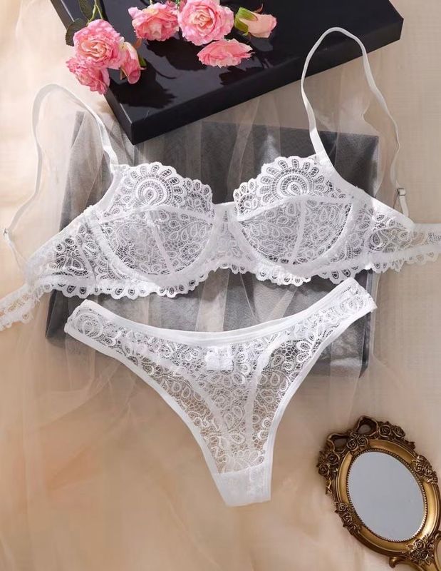 White Lace Floral Lingerie Set