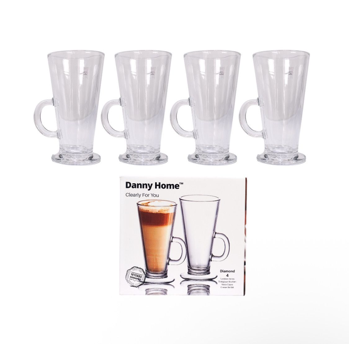 Danny Home 4pcs Glass Cup Set With Handles