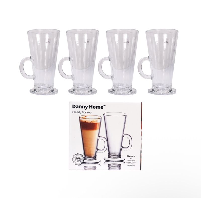Danny Home 4pcs Glass Cup Set With Handles