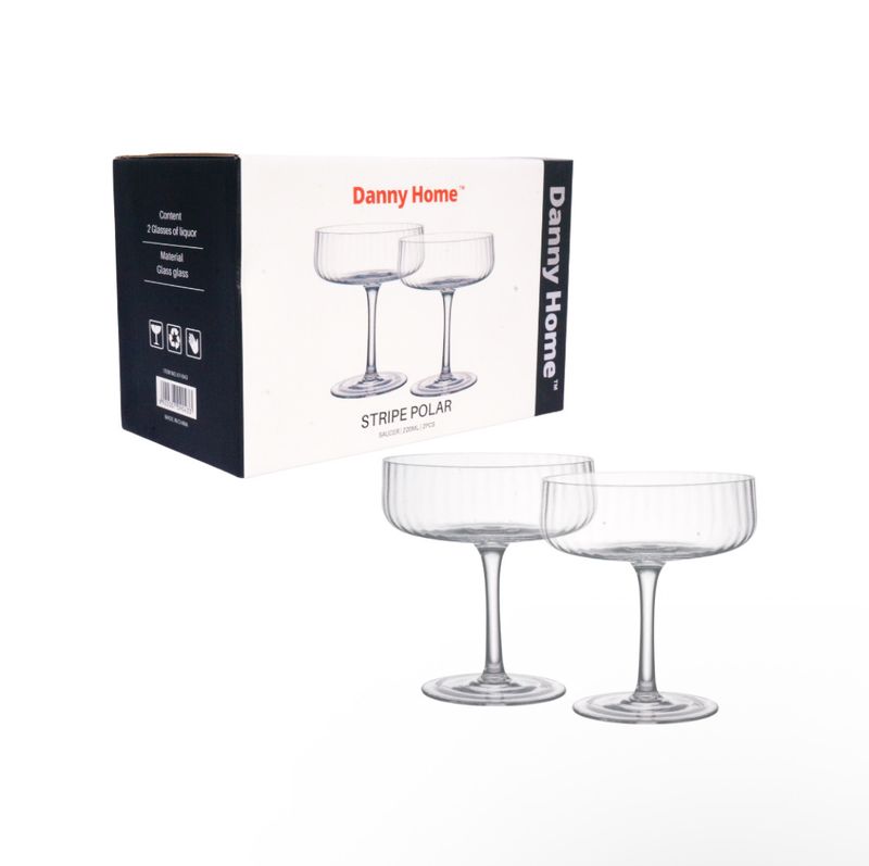 Danny Home 2pcs Crystal Gin Saucer Goass Set