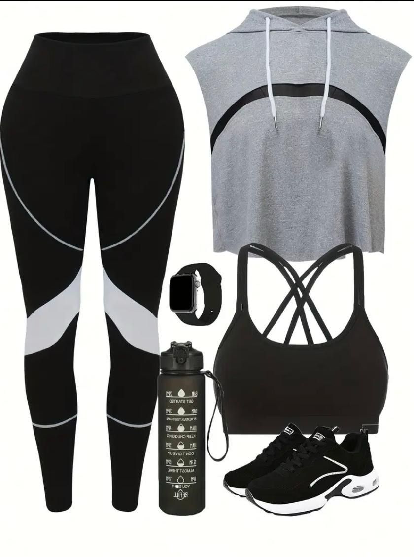 Hooded Gym Set- Black And Grey