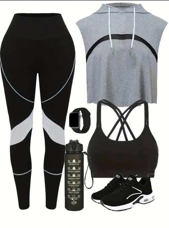 Hooded Gym Set- Black And Grey