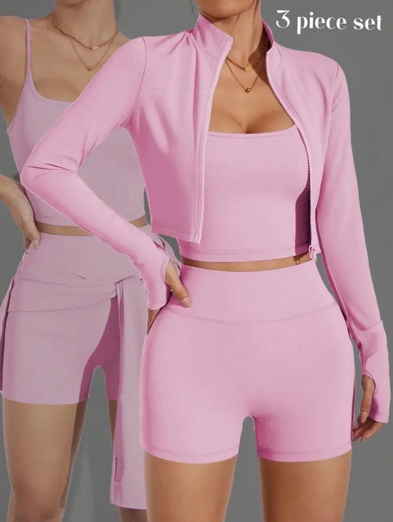 3pcs Pink Jacket Suit