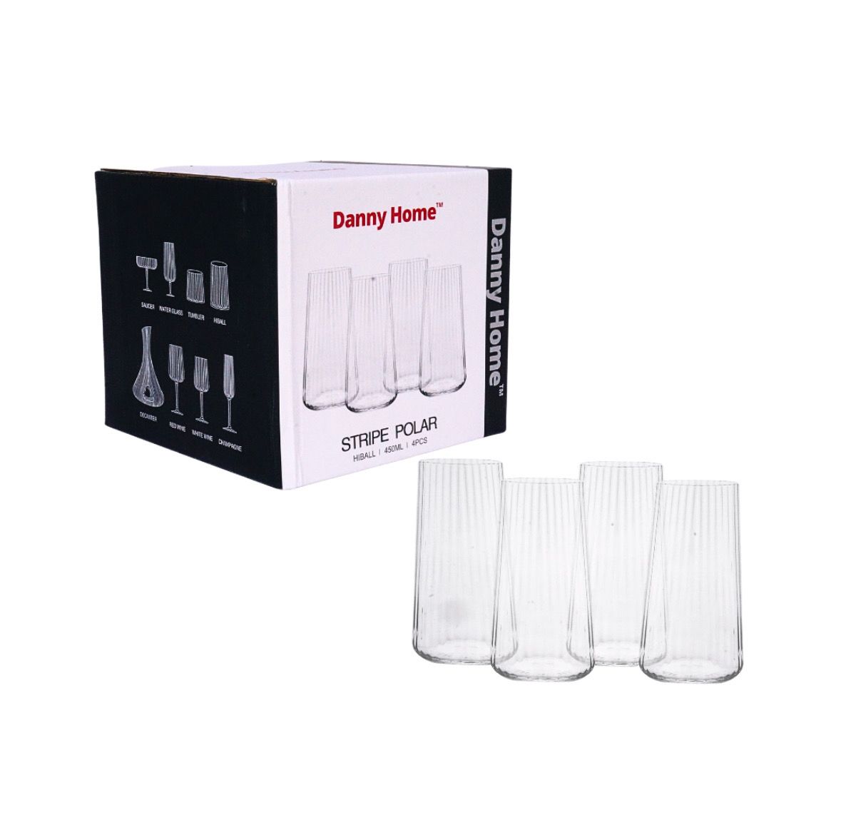 DH 450ML 4PC CRYSTAL COCKTAIL HIGHBALL GLASS SET