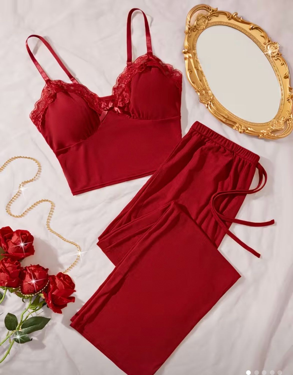 Burgundy 2pcs Pajama Set