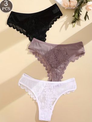 Low-Rise Lace Wave-Edge Underwear
