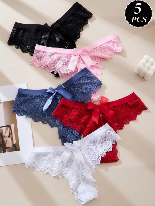 5pcs Cute Charming Sexy Bow Underwear