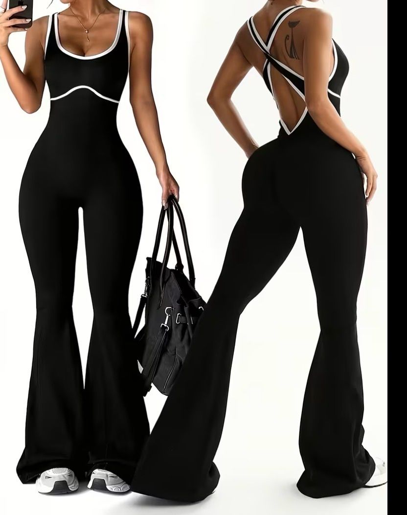 V-Back Flared Jumpsuit