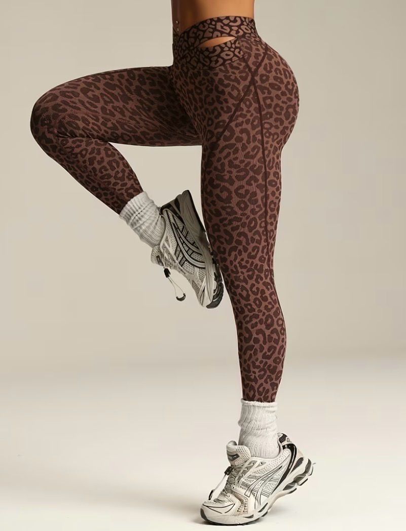 Leopard Cross- Waist Leggings