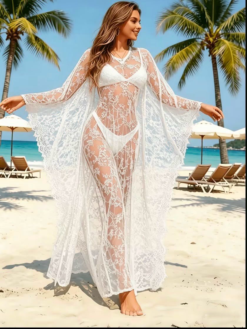 Lace Butterfly Cover Up, Colour: White
