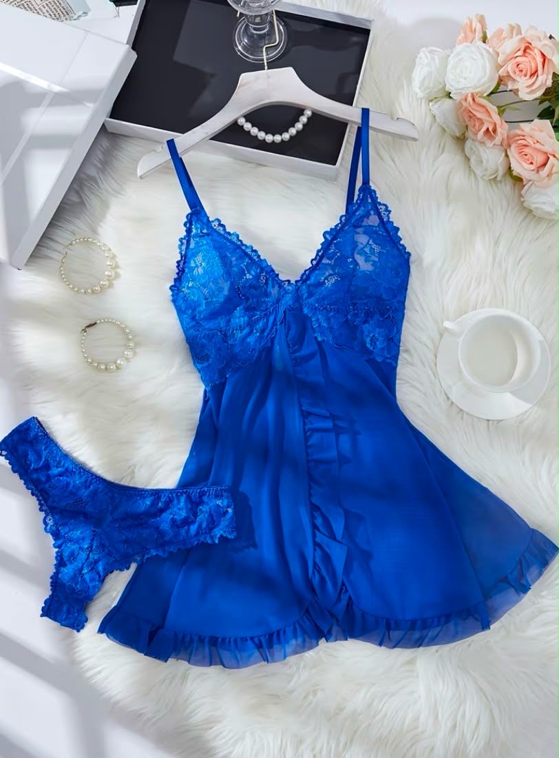 Royal Blue Lace Set