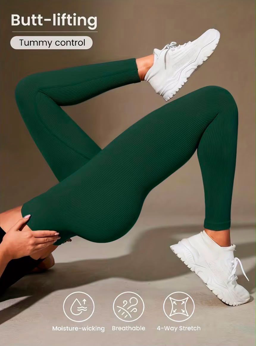 High-Stretch Ribbed | Moisture-Wicking Leggings