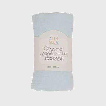 Organic Cotton Muslin Swaddle - Baby Blue