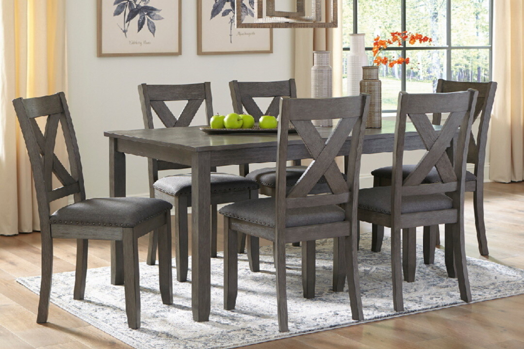 CAITBROOK DINING TABLE W/6 SIDE CHAIRS