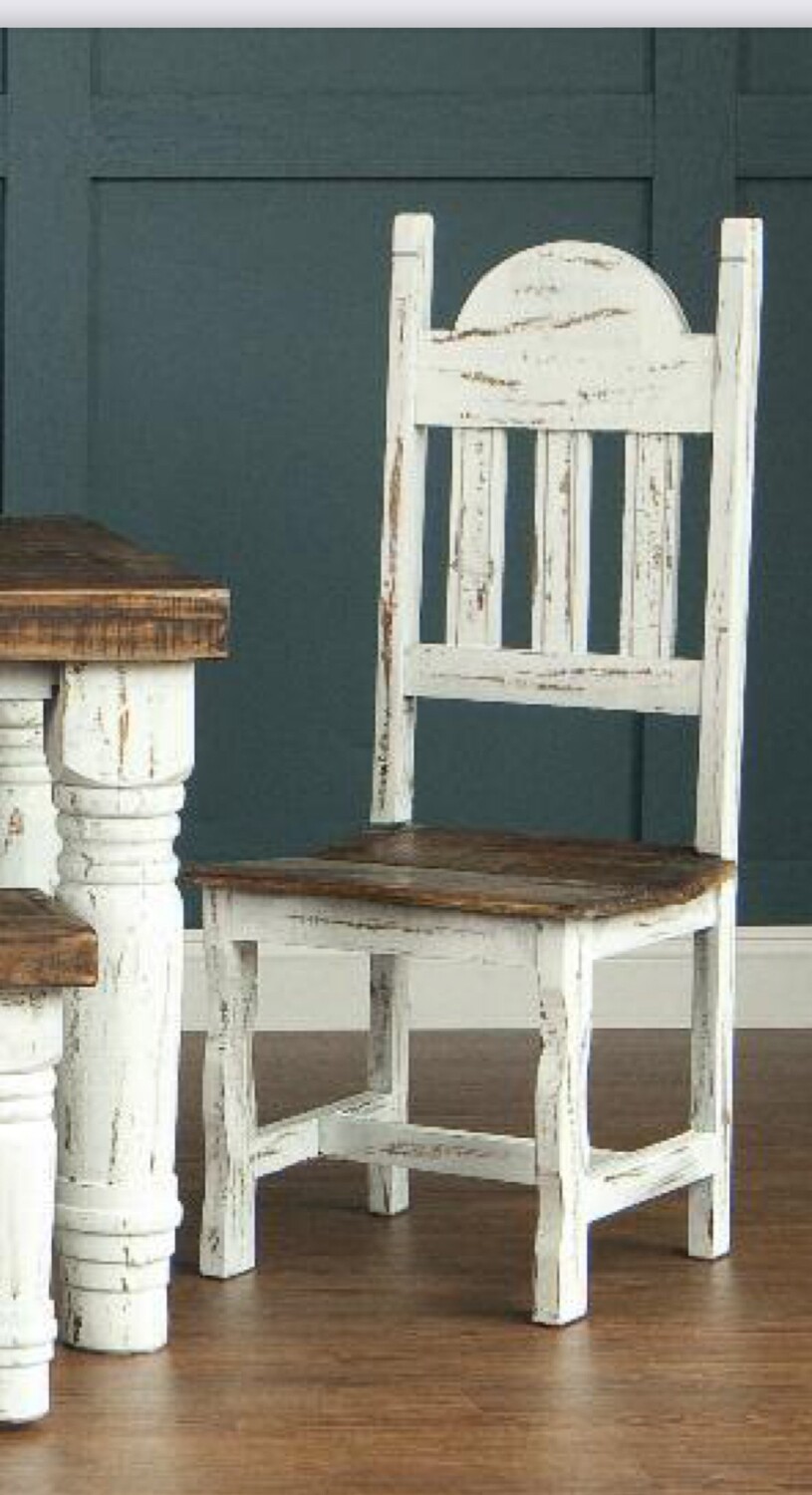 SANTA RITA TEXAS DINING CHAIRS , WHITE DISTRESSED