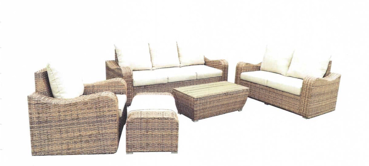 Lania 6 Person Outdoor Wicker Sofa Set With Footstool & Coffee Table