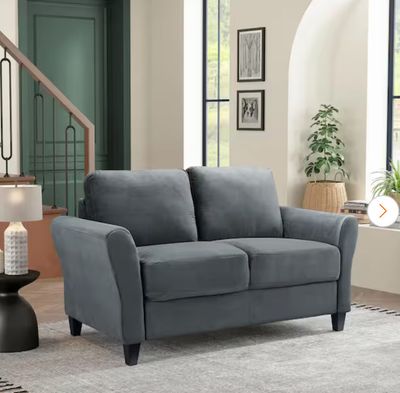 Wesley 56 in. Dark Gray Microfiber 2-Seat Loveseat with Round Arms