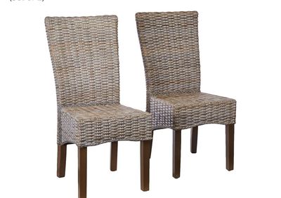 Safavieh Home Collection Ozias Grey Wicker 18-inch Dining Chair & Accent Chairs  (Set of 2