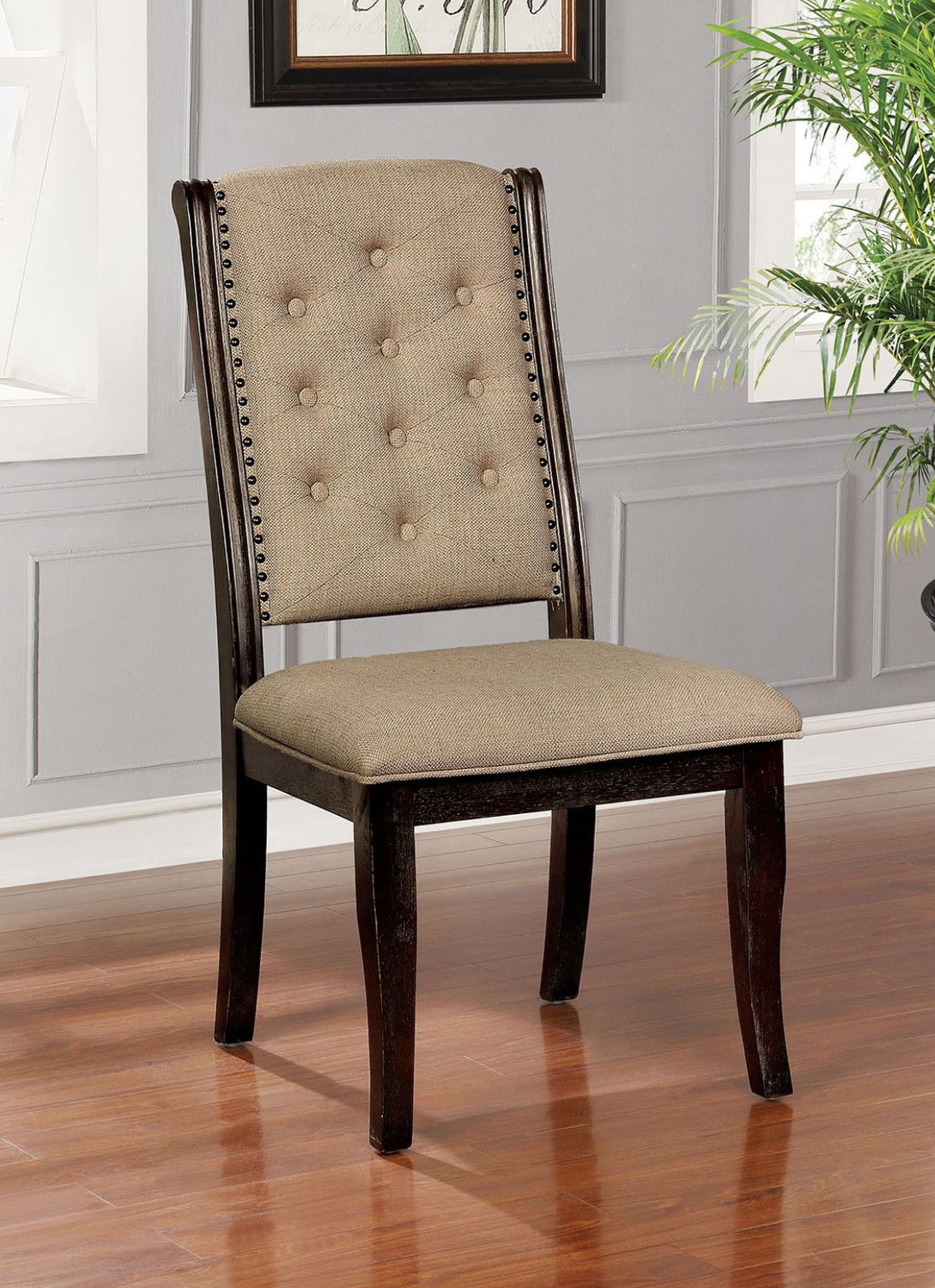 Rustic Dining Side Chairs, Set of 2 Rustic Brown , Accent Side Chairs