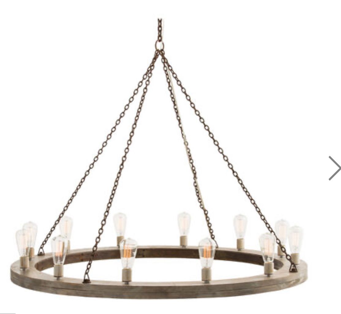 Geoffrey 12 Light 48 inch Gray Wood/Rusted Iron Chandelier Ceiling Light