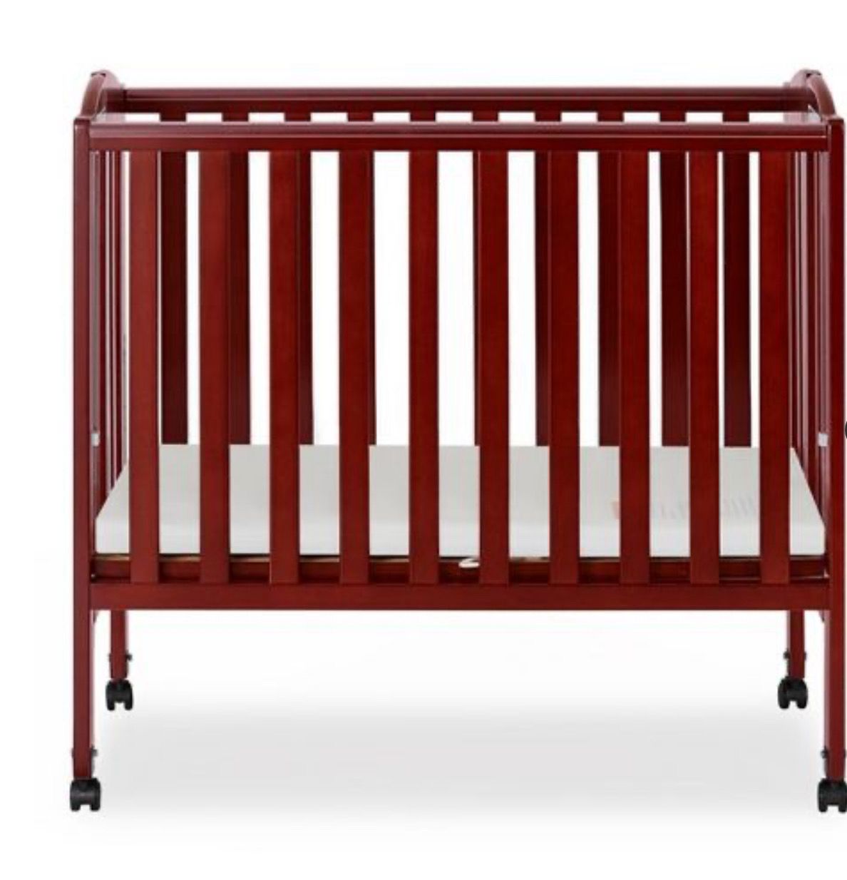 Dream On Me 2-in-1 Folding Portable Crib With Mattress In Cherry