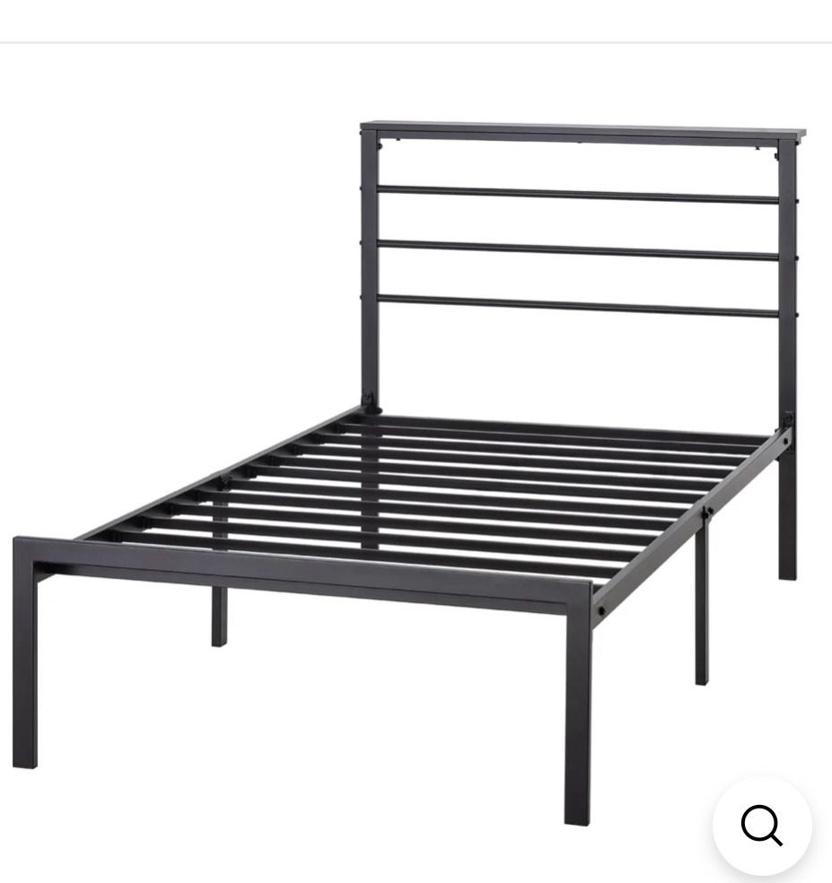 Twin Size Bed Frame with Headboard Shelf 