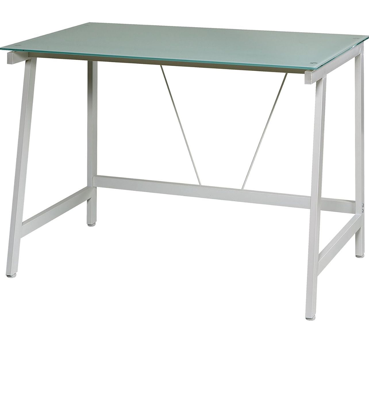 Glass writing desk office desk white and cool blue store soss