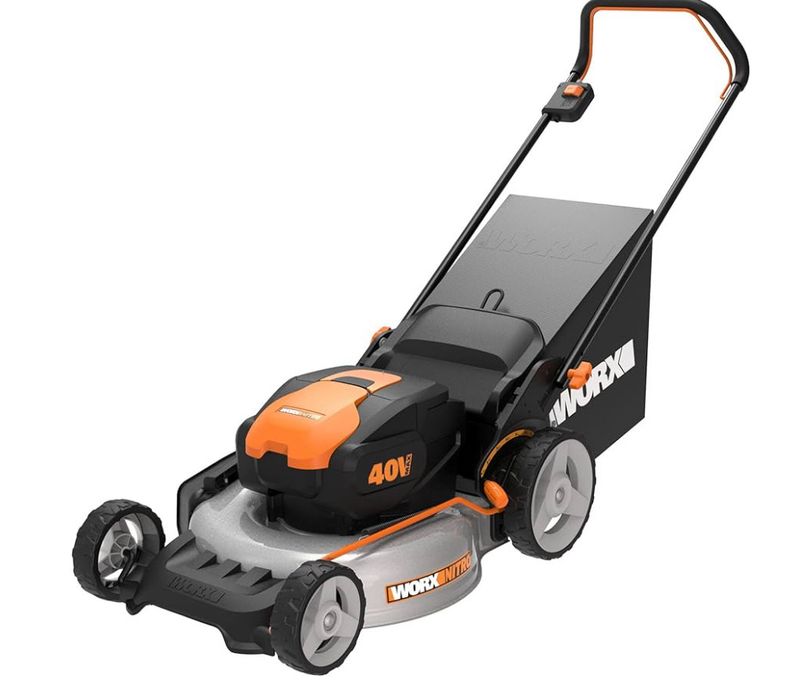 Worx Nitro 40V 20" Cordless Lawn Mower Collapsible Handle-7-Position Height–2 Batteries & Charger