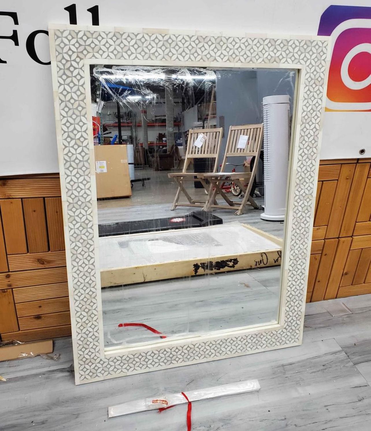 Restoration Hardware Grey Bone Inlay Mirror 30"x40"