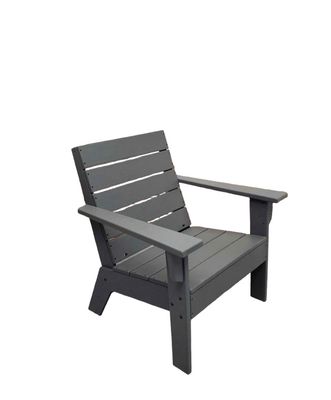 Outdoor/Patio Hard Plastic Eastport Adirondack  Chair for Porch, Balcony, Backyard in Slate Grey