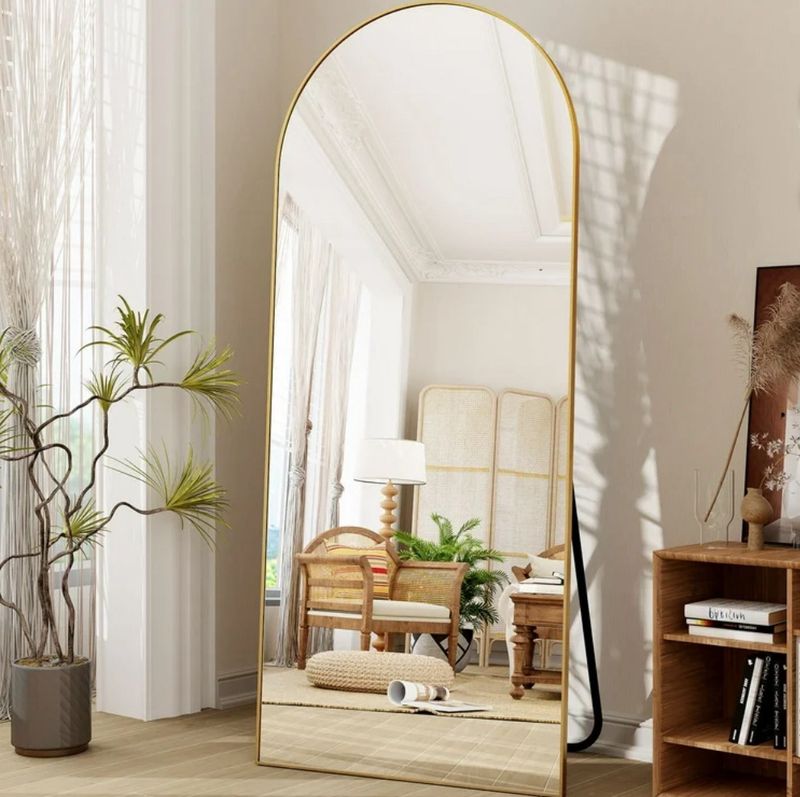 71"x30" Arch Full Length Mirror Oversized Floor Mirrors for Standing Leaning, Gold