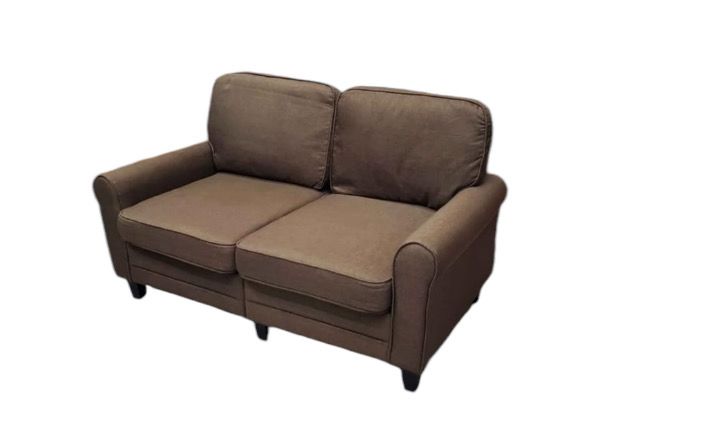 Modern Minimalist 2-Seater Loveseat Sofa Couch for Living Room, Bedroom for Apartment Office, Brown