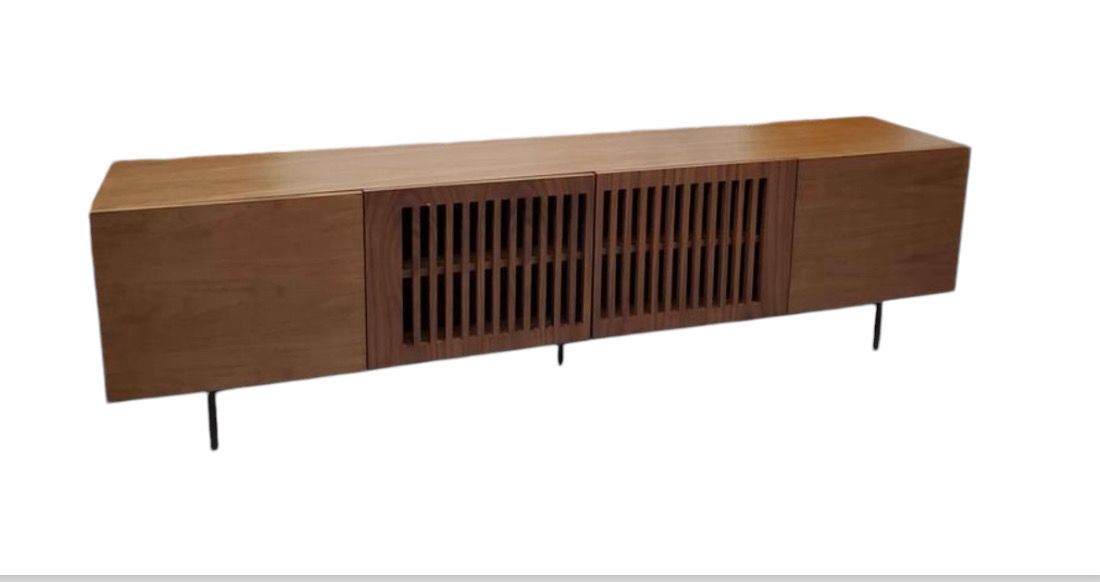 POVISON Modern Solid Wood TV Stand, Entertainment Center for TVs Upto 100 Inches-Walnut