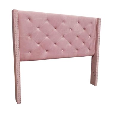 Full-Size Classics Velour Pink 51" Tall Button Diamond Tufted Wing-Back Headboard Only in Pink