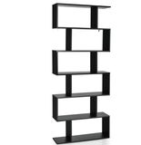 6 Tier S-Shaped Bookshelf Storage Display Bookcase Decor Z-Shelf