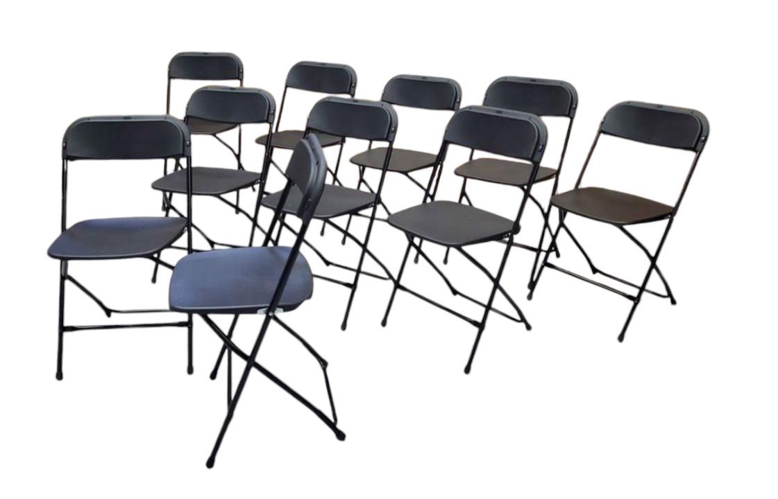 10 Pieces Indoor/Outdoor Party, Events, Gatherings Folding Portable Plastic Chairs Black