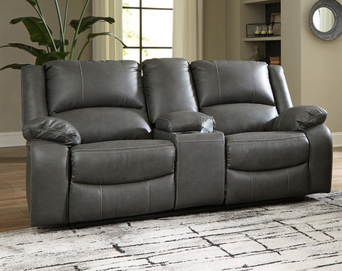 Calderwell Electric Power Reclining Loveseat with Console By Ashley Design