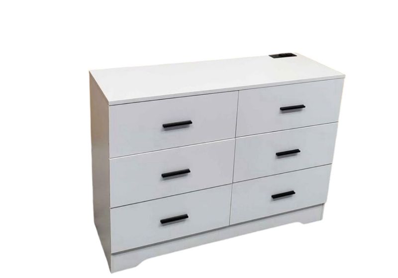 Modern 6 Drawer Dresser W/Power Outlets, USB and Type C Port for Bedroom