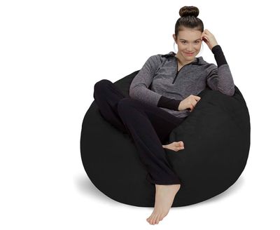 Sofa Sack Bean Bag Chair - Plush, Ultra Soft - Memory Foam Bean Bag Chair with Microsuede Cover - Stuffed Foam Filled Furniture and Accessories for Dorm Room 3 Feet - Black