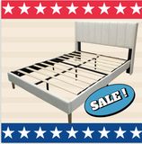 Full Size Platform Bed Velvet Upholstered Headboard and Wooden Slats Support, No Box Spring needed