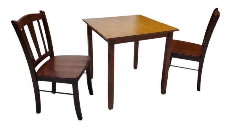 Small Space 30" Wood Dining Table + Cross Back Dining Chairs Dining Set (3-Piece