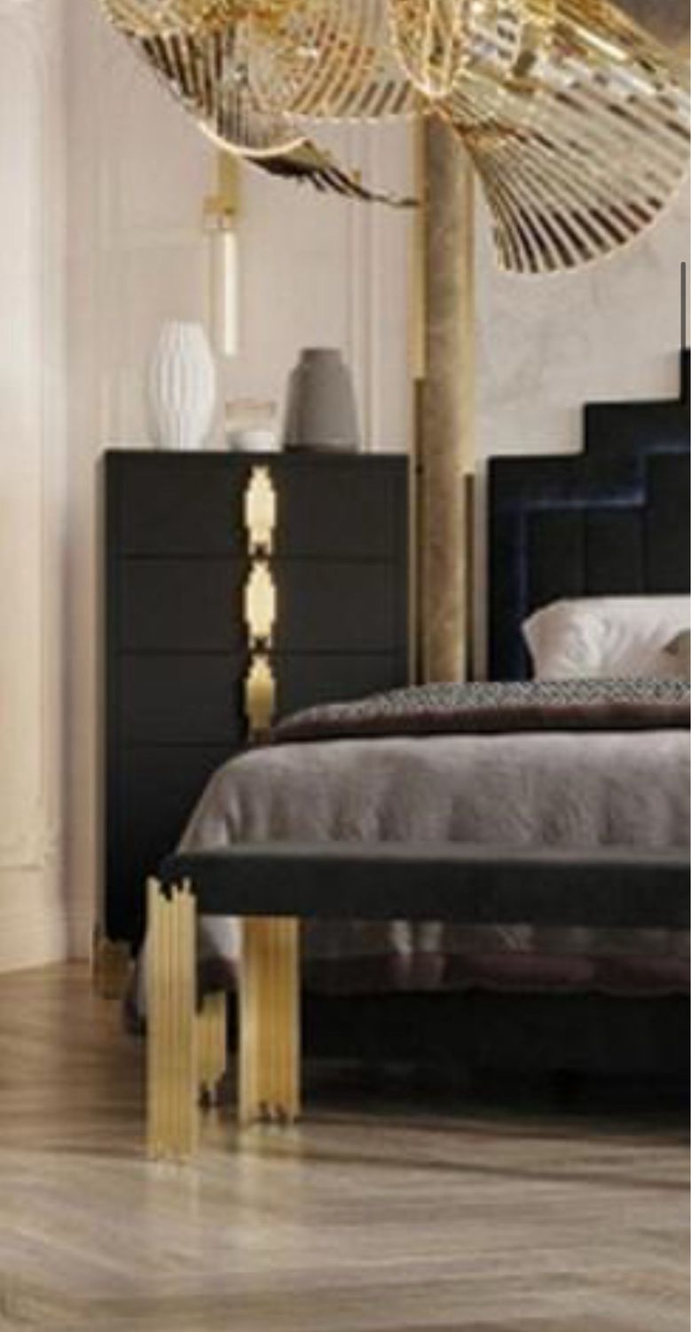 5 Drawer Chest Empire With Gold Accent Handles