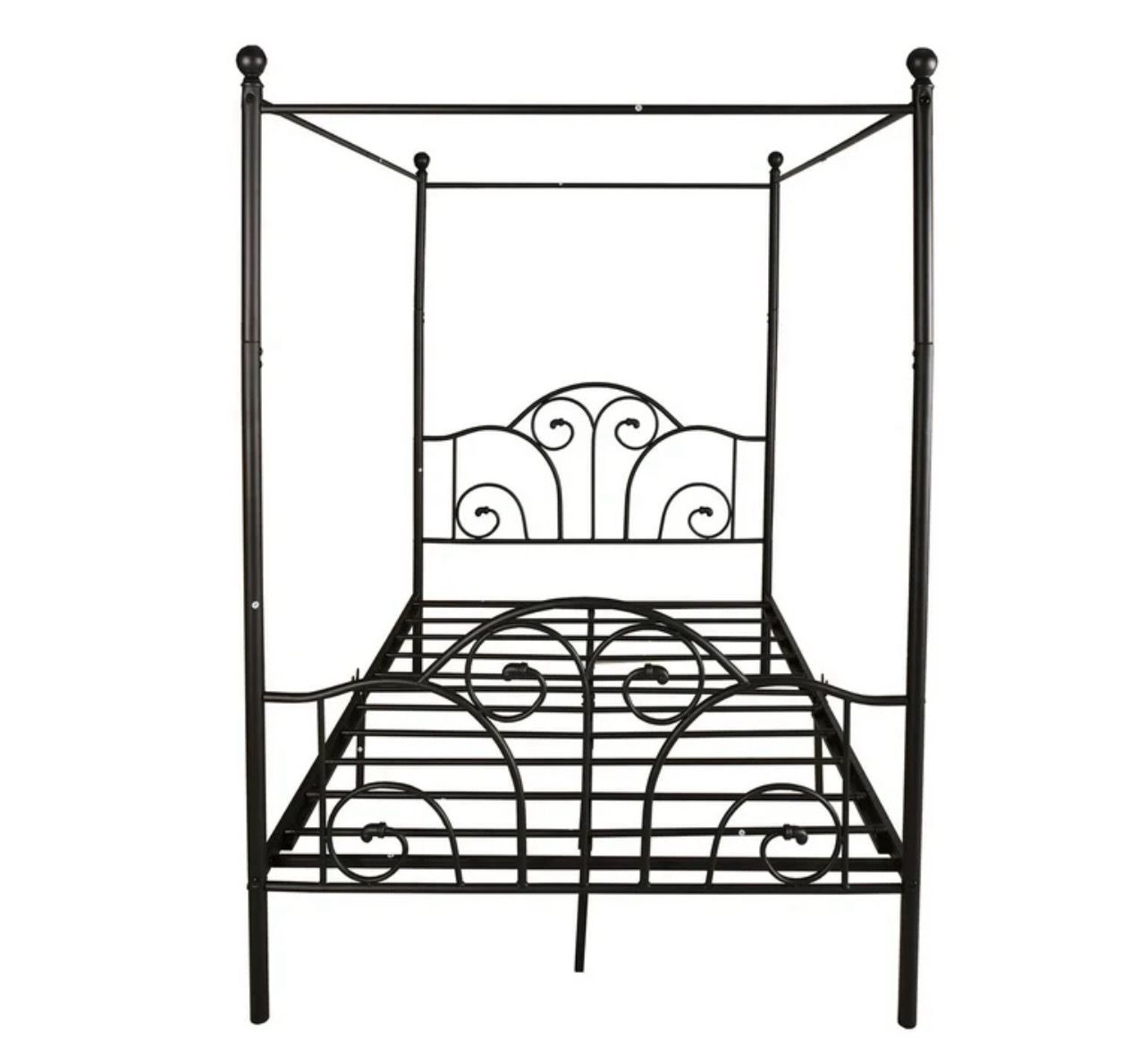 Queen Canopy Bed Frame, Black Canopy Bed with Headboard and Footboard, Metal Platform Bed Frame with 4 Post, Noise-Free, Easy Assembly