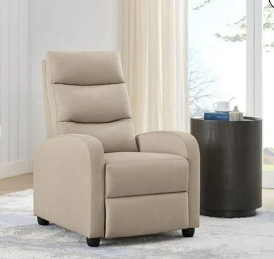 Recliner Chairs for Adults Sofa Chair with Lumbar Support Home Theater Seating for Living Room, Fabric in Cream