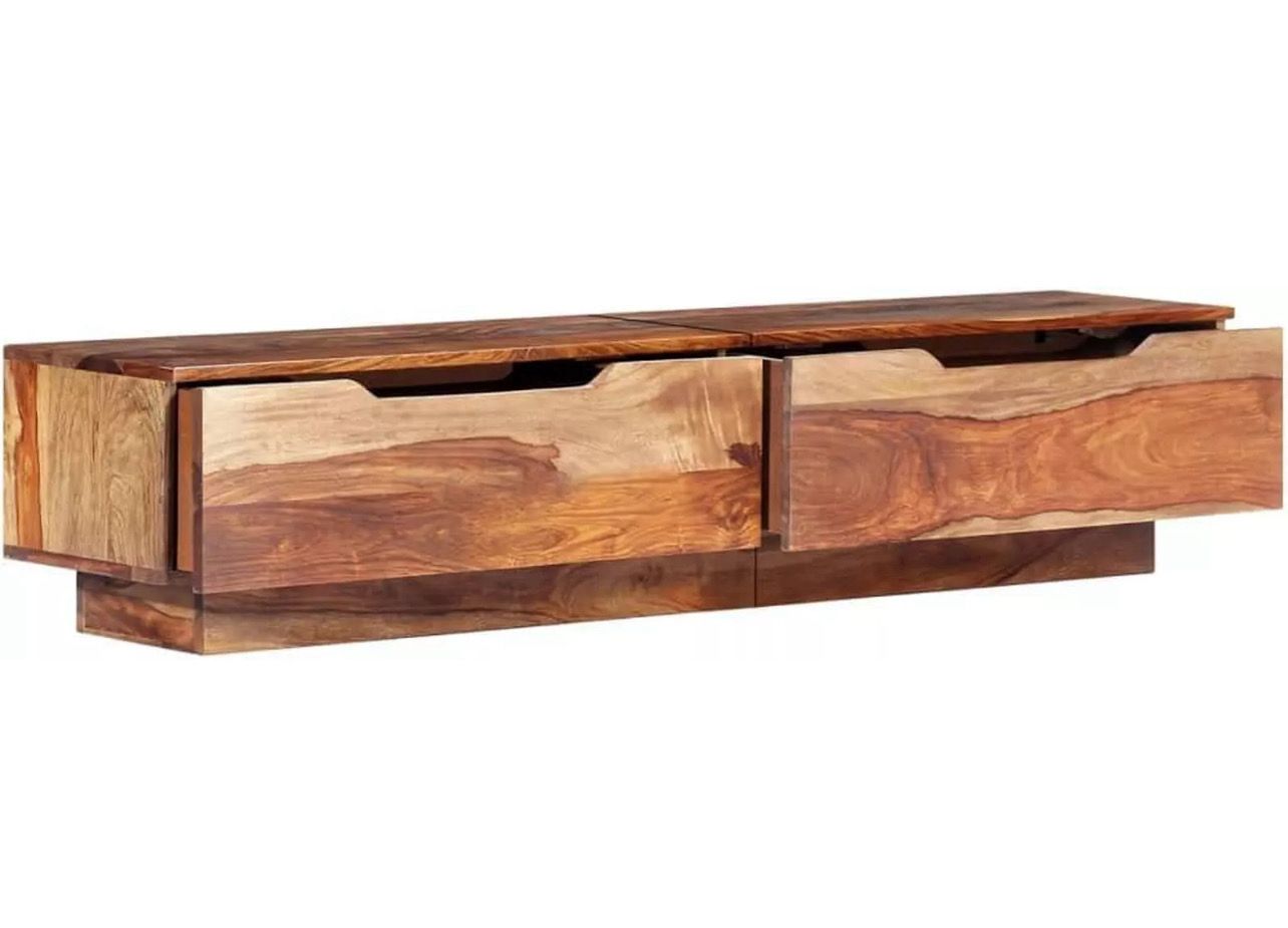Solid Wood TV Stand Low Profile Modern in Sheesham (Rosewood) - Distinctive Furniture with Natural