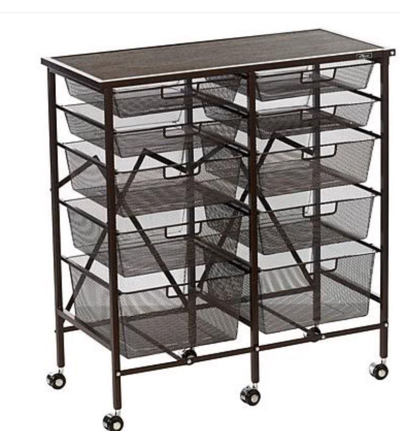 ORIGAMI 10 DRAWERS STORAGE ROLLING CART WITH DRAWERS AND WHEELS WITH FLAT WOODEN TOP - CRAFT CART ORGANIZER WITH WHEELS FOR HOME OFFICE, CLASSROOMS, SCHOOL, AND MORE