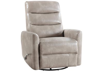 Recliner Chair Faux Leather Swivel, Lumbar Support, Gray